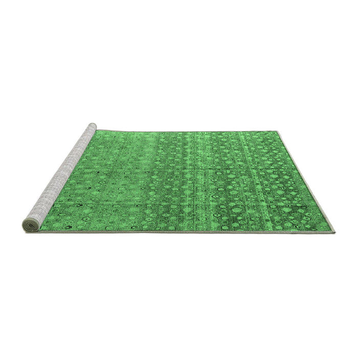 Sideview of Machine Washable Abstract Emerald Green Modern Area Rugs, wshabs4589emgrn
