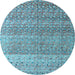 Round Abstract Light Blue Modern Rug, abs4589lblu