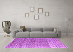 Machine Washable Abstract Purple Modern Area Rugs in a Living Room, wshabs4589pur