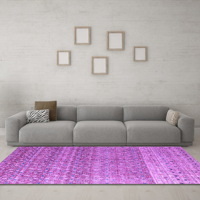 Machine Washable Abstract Purple Modern Area Rugs in a Living Room, wshabs4589pur