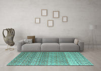 Machine Washable Abstract Turquoise Modern Rug, wshabs4589turq