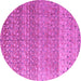 Round Machine Washable Abstract Pink Modern Rug, wshabs4589pnk