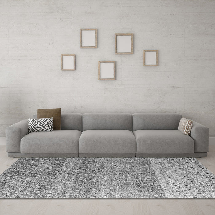 Machine Washable Abstract Gray Modern Rug in a Living Room,, wshabs4589gry
