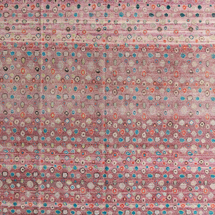 Machine Washable Abstract Pink Daisy Pink Rug, wshabs4589