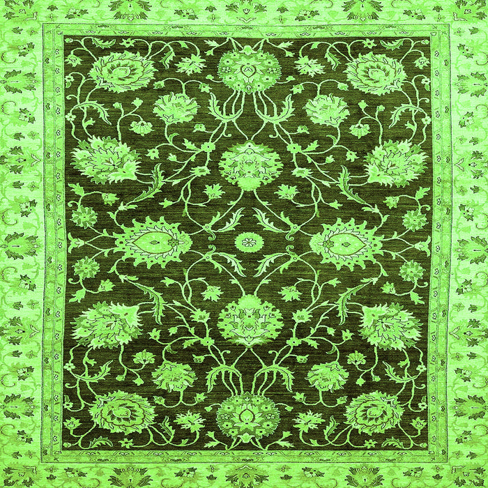Square Oriental Green Traditional Rug, abs458grn