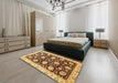 Machine Washable Abstract Chrome Gold Yellow Rug in a Bedroom, wshabs458