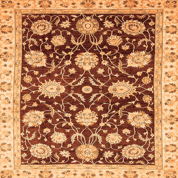 Square Machine Washable Oriental Orange Traditional Area Rugs, wshabs458org