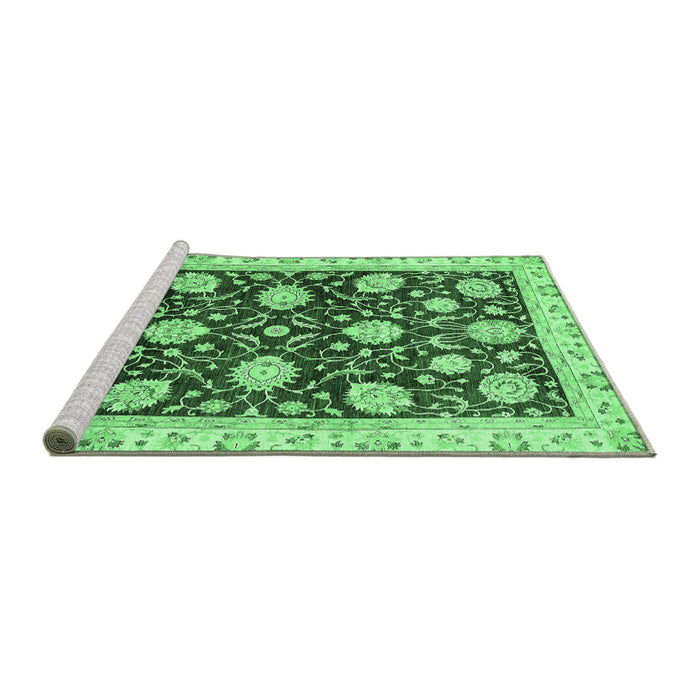 Sideview of Machine Washable Oriental Emerald Green Traditional Area Rugs, wshabs458emgrn