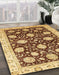 Abstract Chrome Gold Yellow Oriental Rug in Family Room, abs458