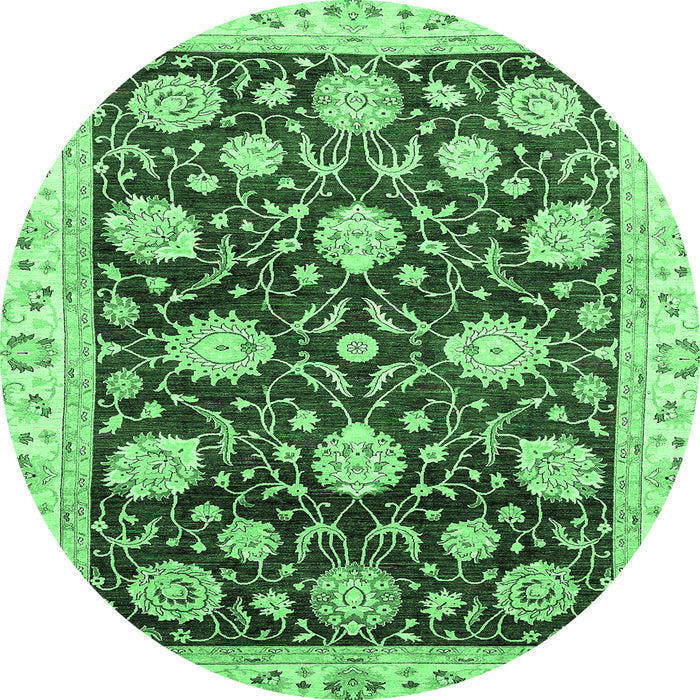 Round Oriental Emerald Green Traditional Rug, abs458emgrn