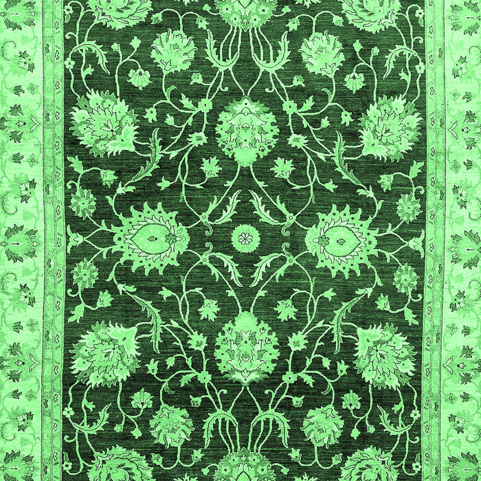Machine Washable Oriental Emerald Green Traditional Area Rugs, wshabs458emgrn