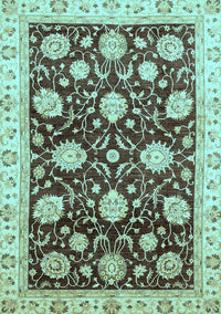 Oriental Light Blue Traditional Rug, abs458lblu