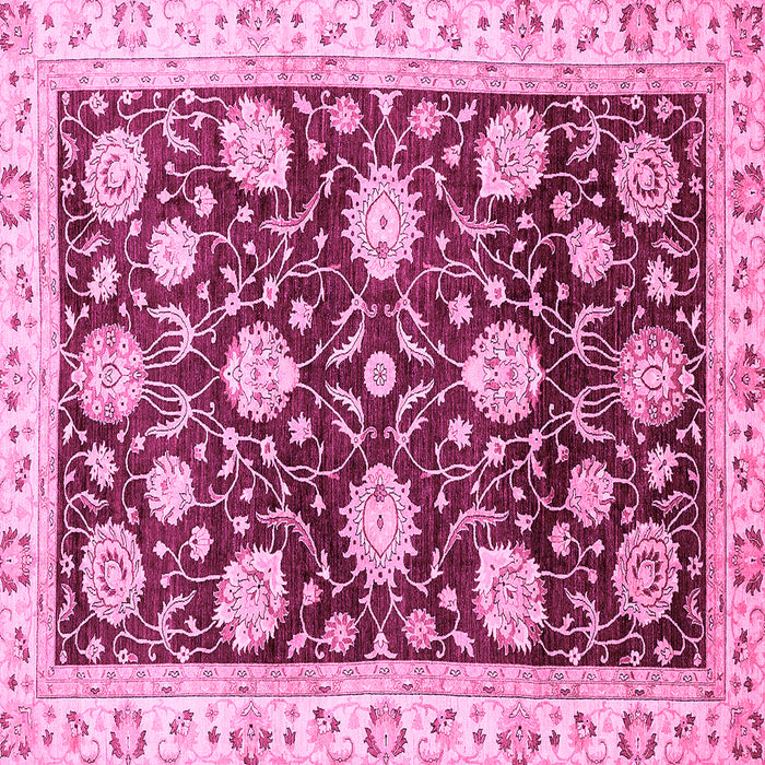 Square Machine Washable Oriental Pink Traditional Rug, wshabs458pnk