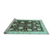 Sideview of Machine Washable Oriental Light Blue Traditional Rug, wshabs458lblu