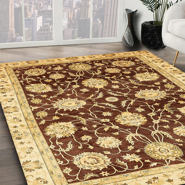 Machine Washable Abstract Chrome Gold Yellow Rug in a Family Room, wshabs458