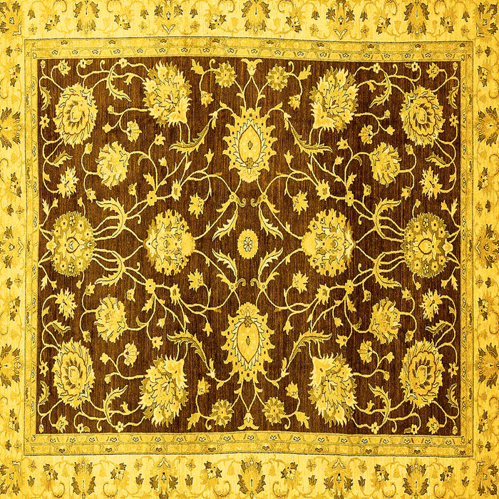 Square Oriental Yellow Traditional Rug, abs458yw
