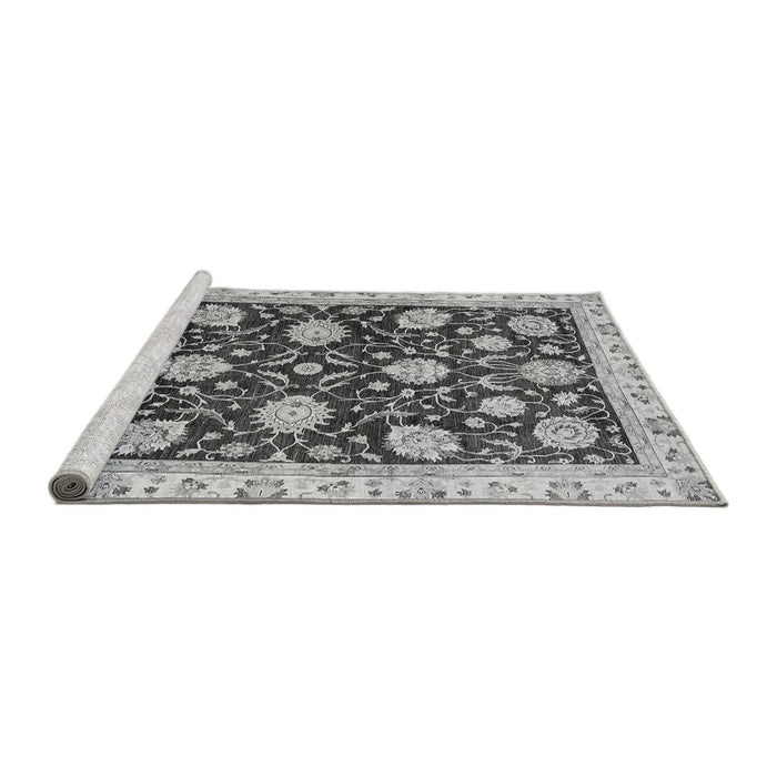 Sideview of Machine Washable Oriental Gray Traditional Rug, wshabs458gry
