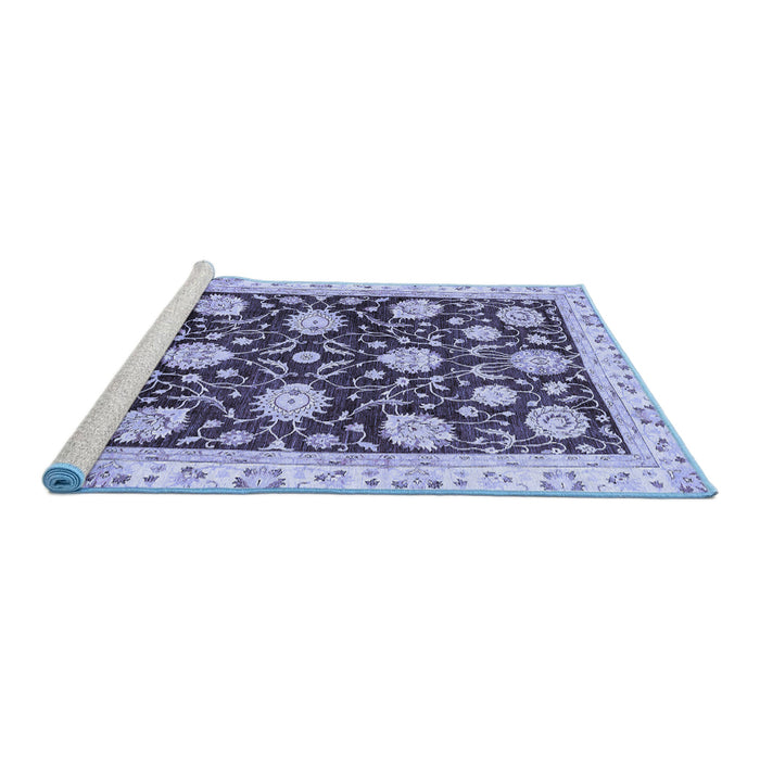 Sideview of Machine Washable Oriental Blue Traditional Rug, wshabs458blu