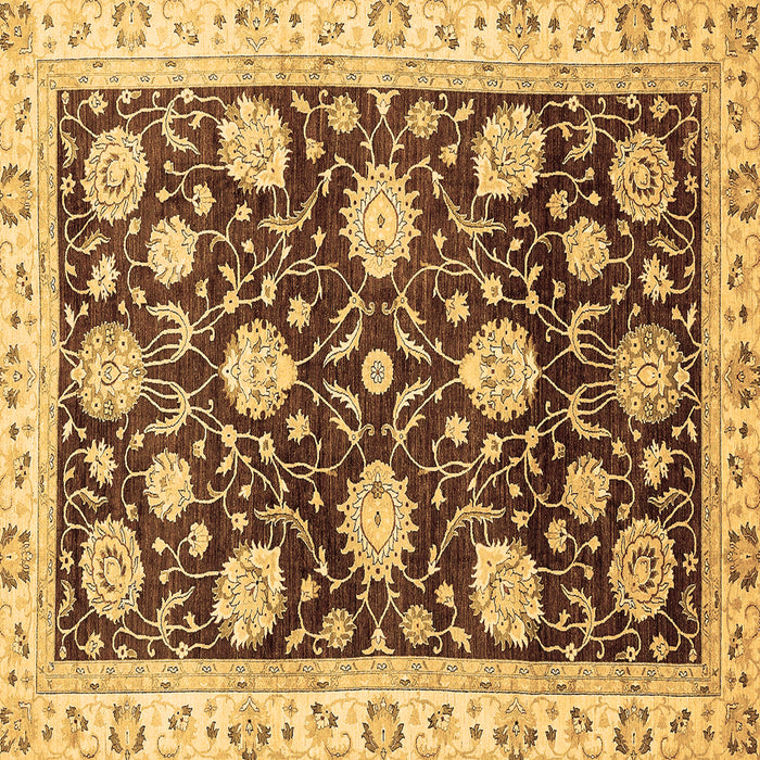 Square Oriental Brown Traditional Rug, abs458brn
