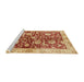 Sideview of Machine Washable Abstract Chrome Gold Yellow Rug, wshabs459