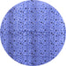 Round Abstract Blue Modern Rug, abs4590blu