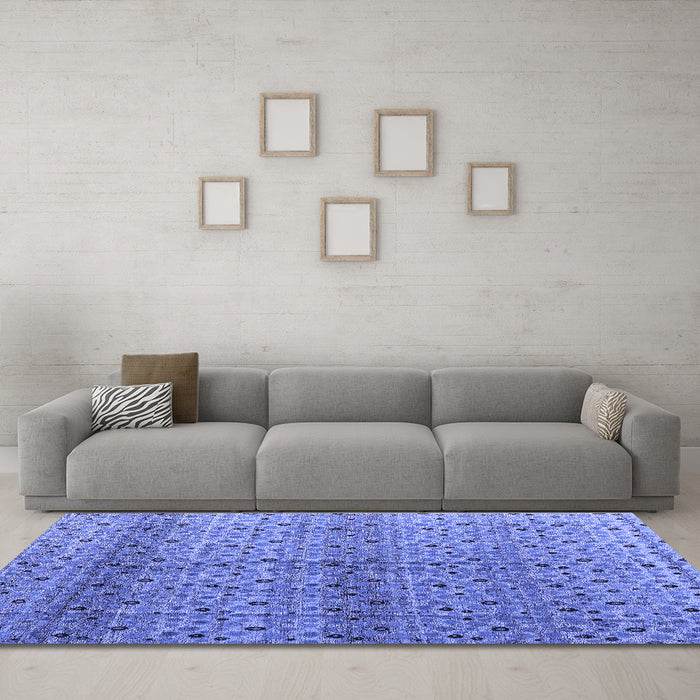 Machine Washable Abstract Blue Modern Rug in a Living Room, wshabs4590blu