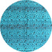 Round Abstract Light Blue Modern Rug, abs4590lblu