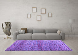 Machine Washable Abstract Purple Modern Area Rugs in a Living Room, wshabs4590pur