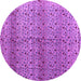 Round Machine Washable Abstract Pink Modern Rug, wshabs4590pnk