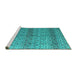 Sideview of Machine Washable Abstract Turquoise Modern Area Rugs, wshabs4590turq