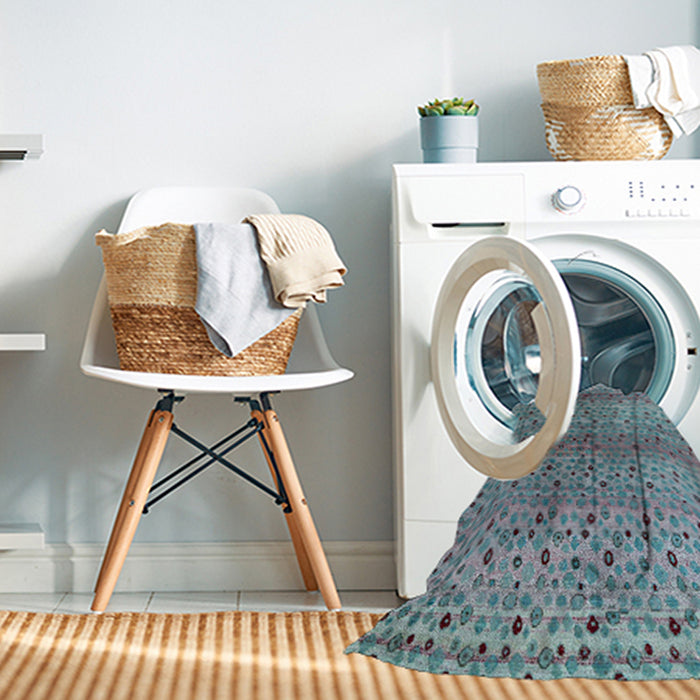 Machine Washable Abstract Blue Rug in a Washing Machine, wshabs4590