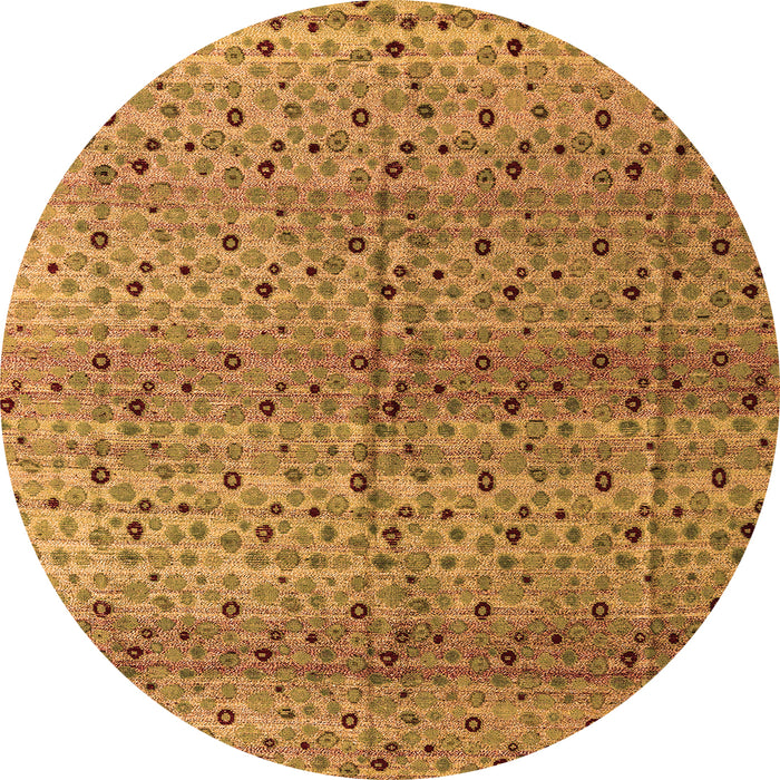 Round Machine Washable Abstract Orange Modern Area Rugs, wshabs4590org