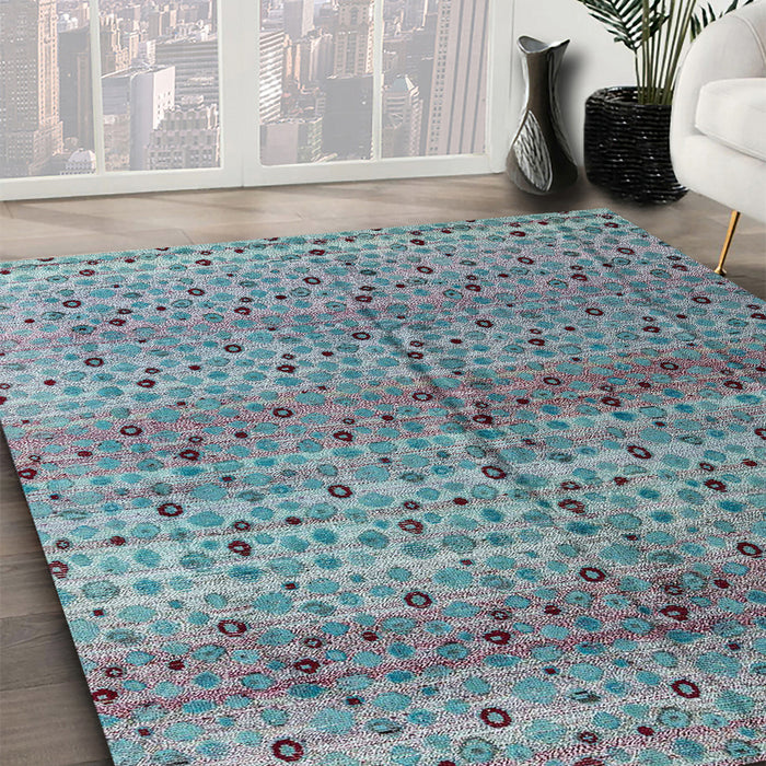 Abstract Blue Modern Rug in Family Room, abs4590
