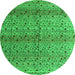 Round Machine Washable Abstract Green Modern Area Rugs, wshabs4590grn