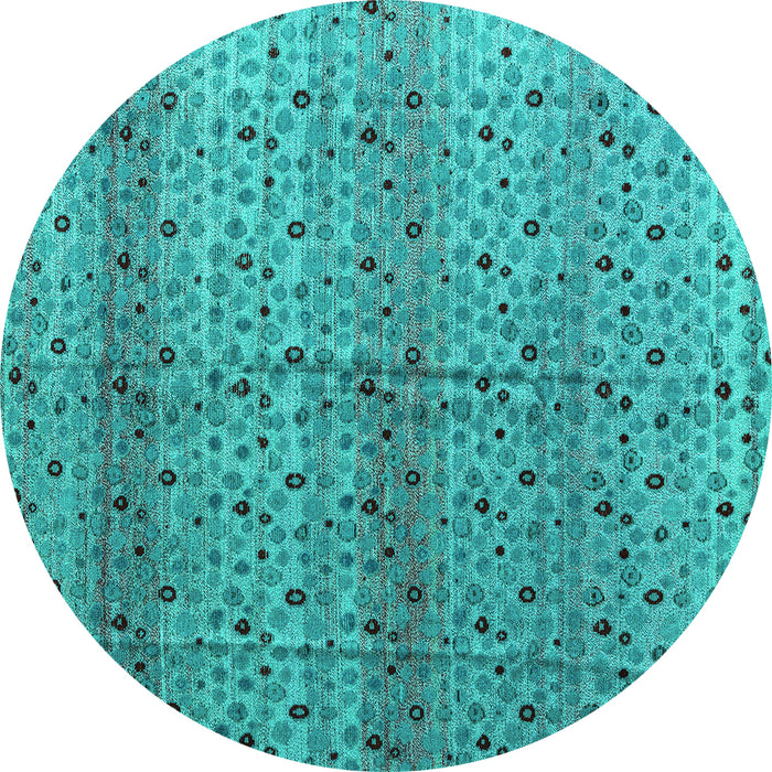 Round Abstract Turquoise Modern Rug, abs4590turq