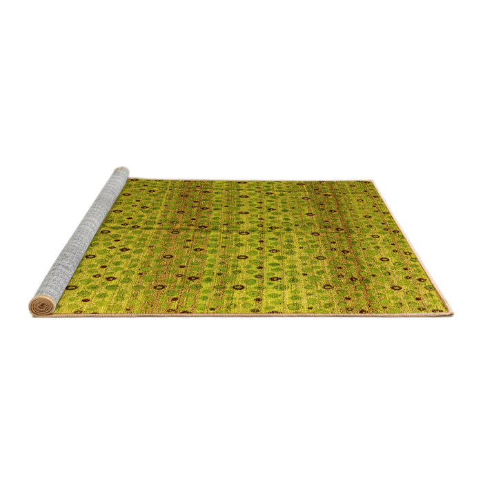 Sideview of Machine Washable Abstract Yellow Modern Rug, wshabs4590yw
