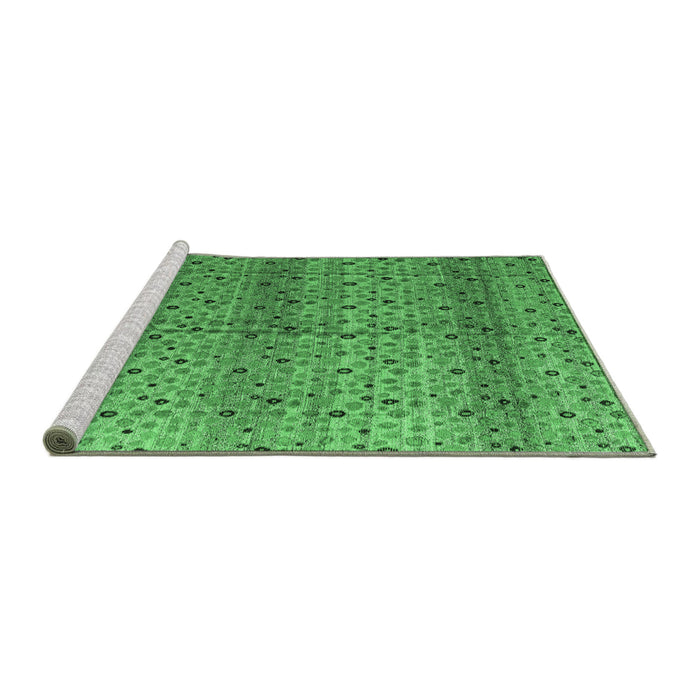 Sideview of Machine Washable Abstract Emerald Green Modern Area Rugs, wshabs4590emgrn