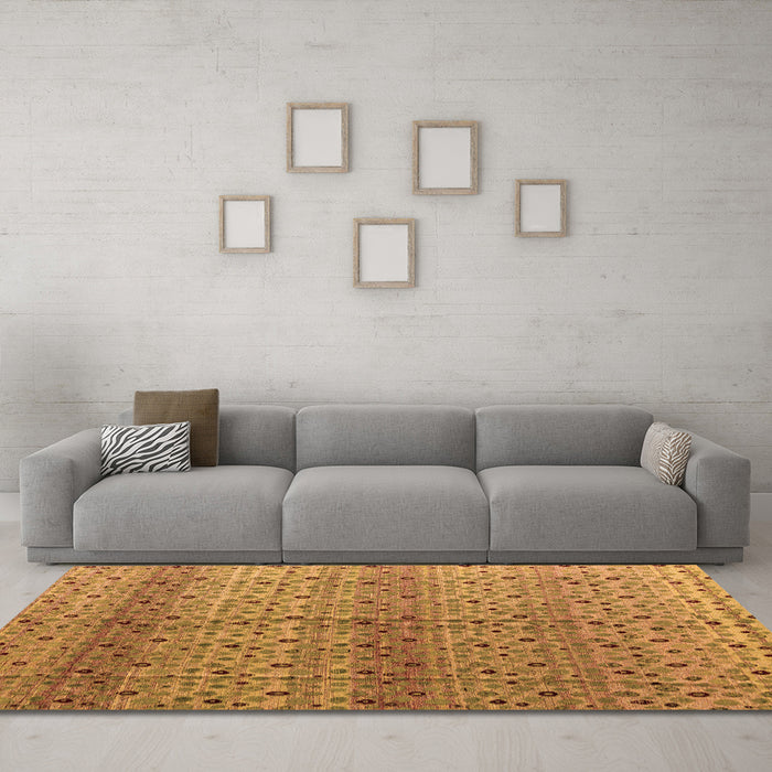 Machine Washable Abstract Orange Modern Area Rugs in a Living Room, wshabs4590org