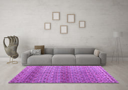Machine Washable Abstract Pink Modern Rug in a Living Room, wshabs4590pnk