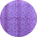 Round Machine Washable Abstract Purple Modern Area Rugs, wshabs4590pur