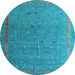 Round Abstract Light Blue Modern Rug, abs4591lblu