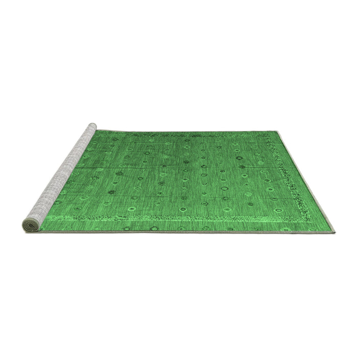 Sideview of Machine Washable Abstract Emerald Green Modern Area Rugs, wshabs4591emgrn