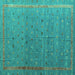 Square Abstract Turquoise Modern Rug, abs4591turq