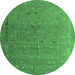 Round Abstract Emerald Green Modern Rug, abs4591emgrn