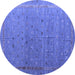 Round Abstract Blue Modern Rug, abs4591blu