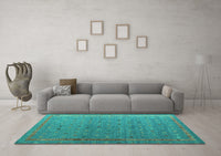 Machine Washable Abstract Turquoise Modern Rug, wshabs4591turq