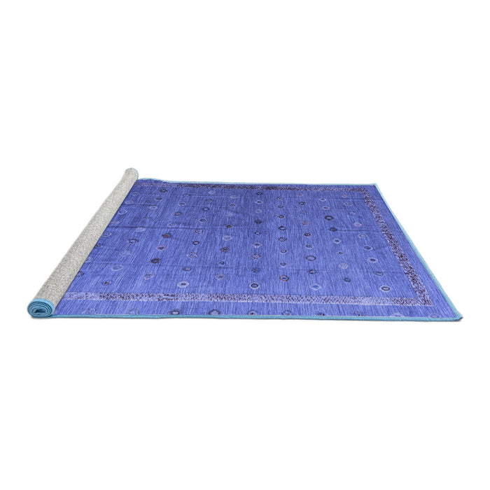 Sideview of Machine Washable Abstract Blue Modern Rug, wshabs4591blu