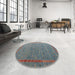 Round Machine Washable Abstract Ash Gray Rug in a Office, wshabs4591