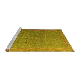 Sideview of Machine Washable Abstract Yellow Modern Rug, wshabs4591yw
