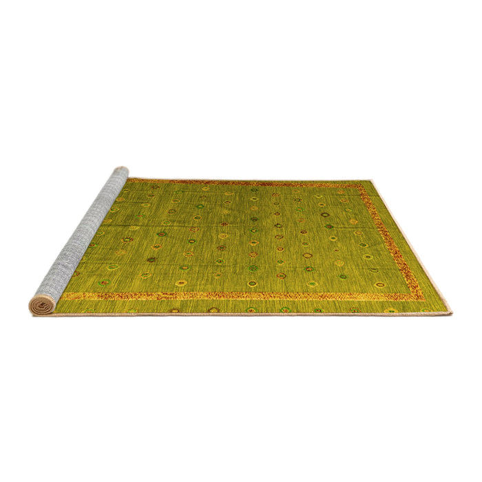Sideview of Machine Washable Abstract Yellow Modern Rug, wshabs4591yw